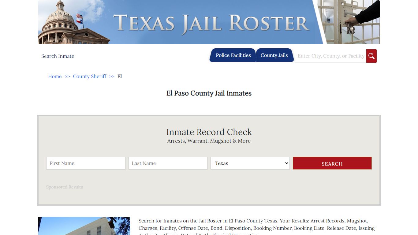 El Paso County Jail Inmates - Jail Roster Search