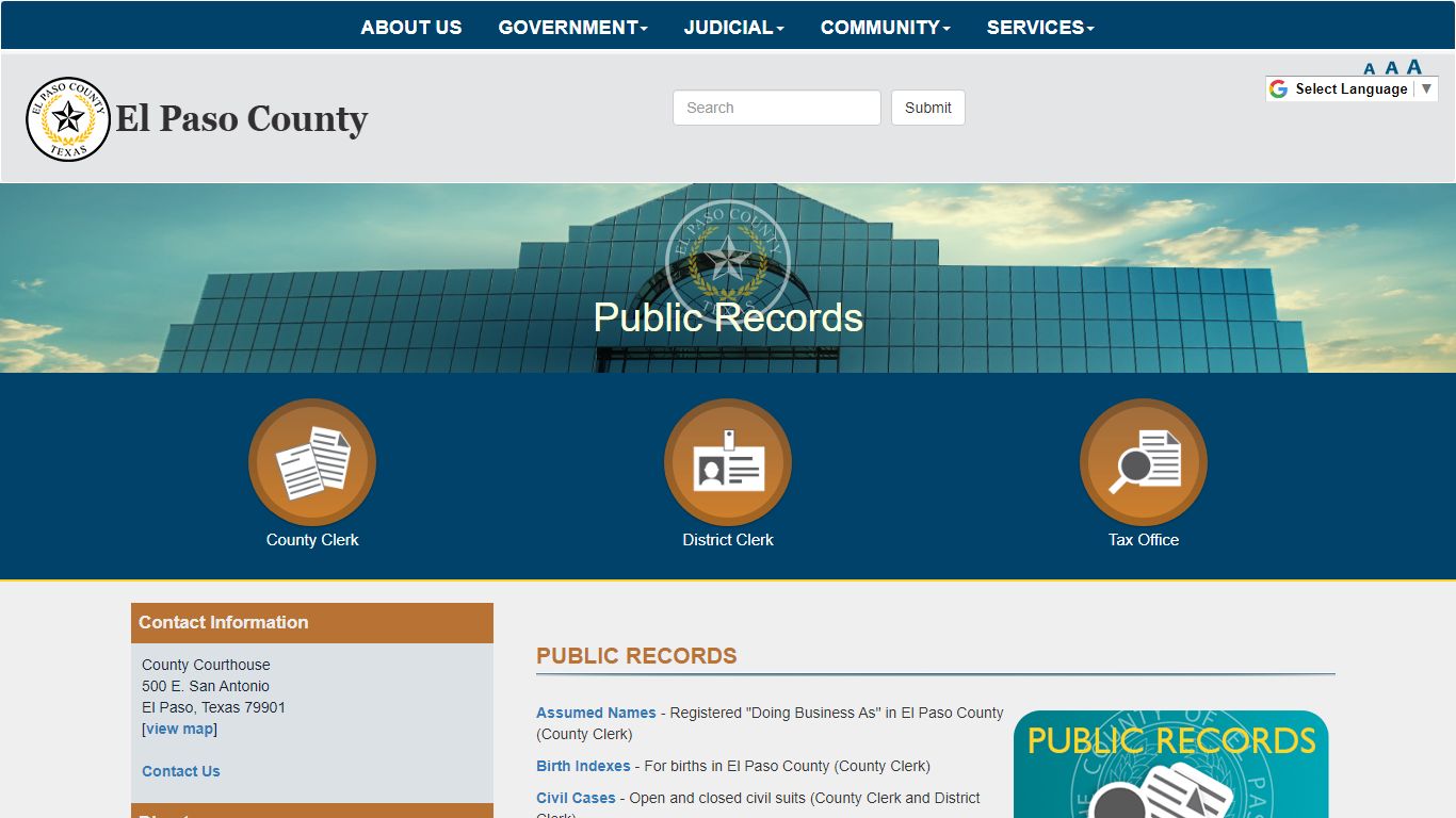 County of El Paso Texas - Public Records