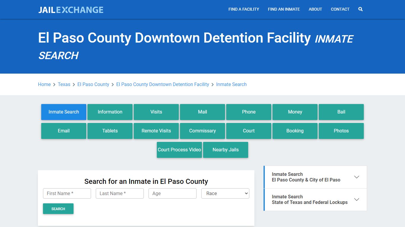 El Paso County Downtown Detention Facility Inmate Search - Jail Exchange